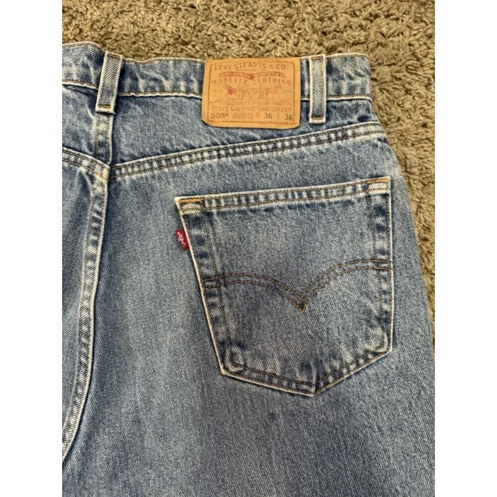 VINTAGE LEVIS Jeans Mens 36x36 Blue 505 Straight Red Tab Med Wash 90’s READ